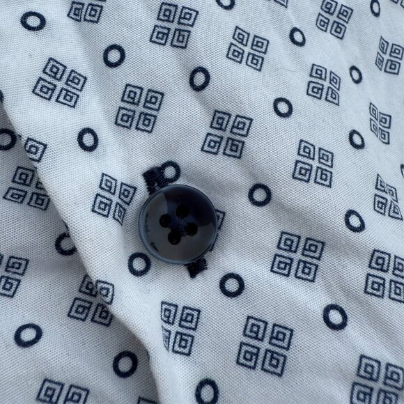 Toscano Fireze Dress Shirt Polka Dot Long Sleeve Button Up White Medium - Picture 4 of 7